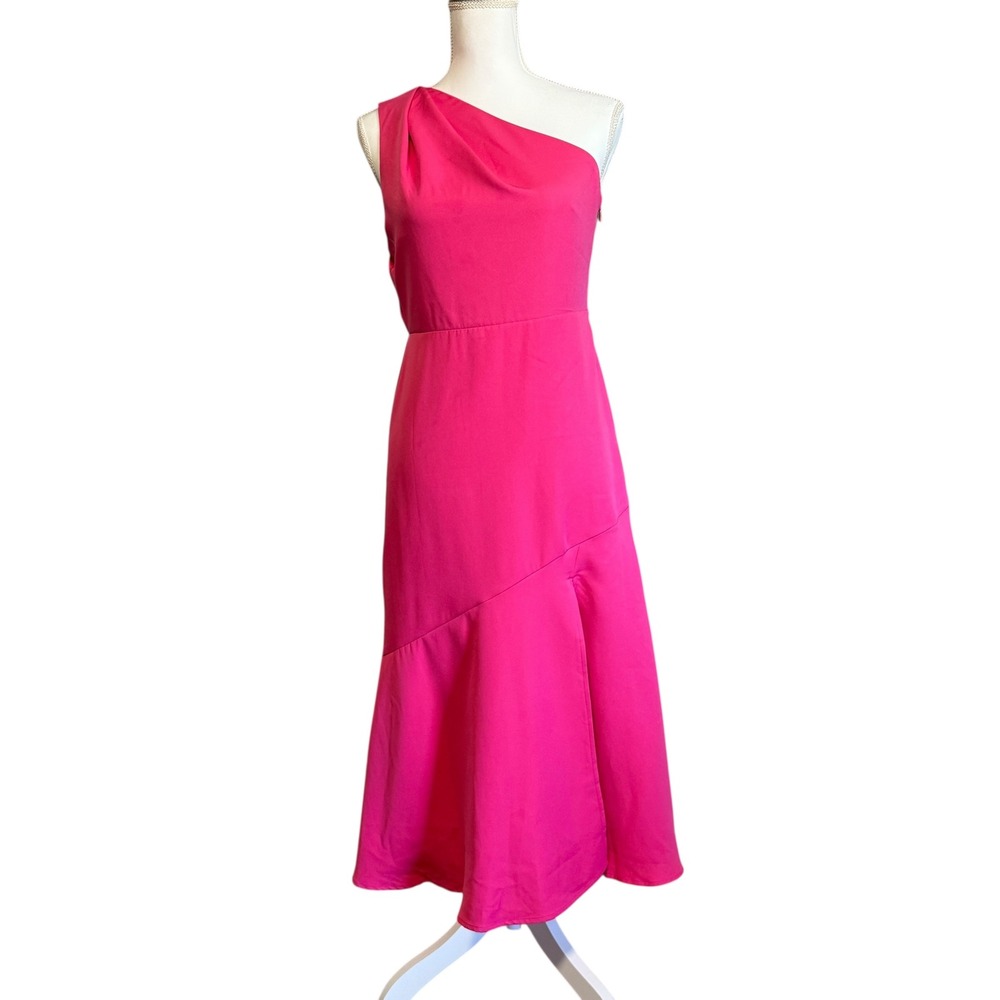 Sam Edelman Cady One Shoulder Asymmetrical Maxi Dress Hot Pink Size 4‎